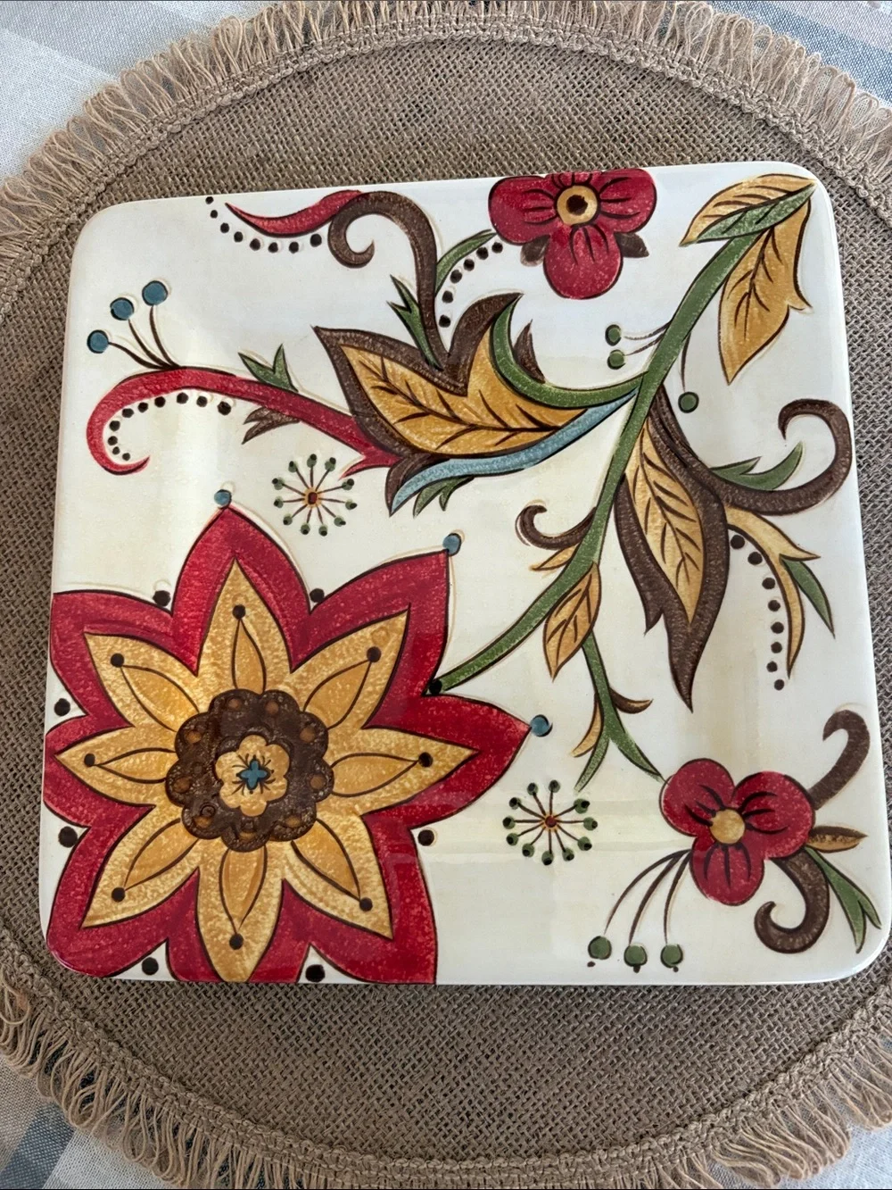 Pier 1 (Set of 2 ) Carynthum Square Salad Plate Discontinued Pattern